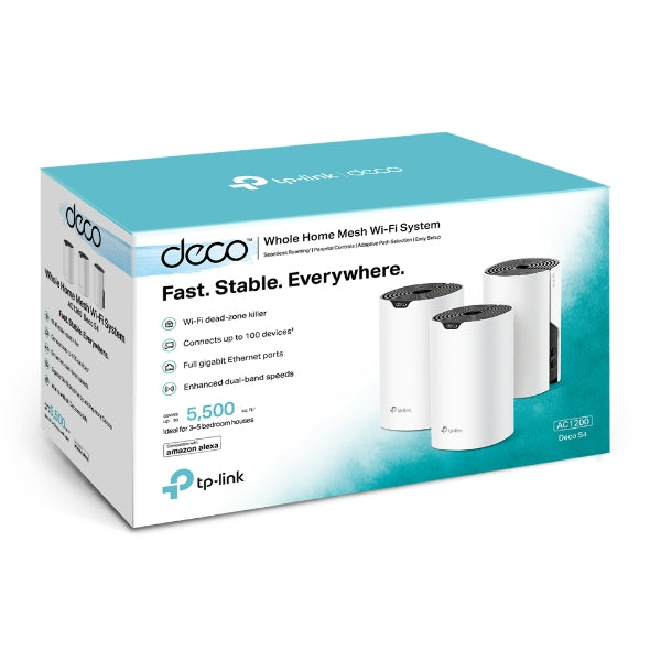 TP-Link - DECO S4(3-PACK) - 3PK AC1200 WHOLE HOME MESH WRLS WI-FI SYSTEM