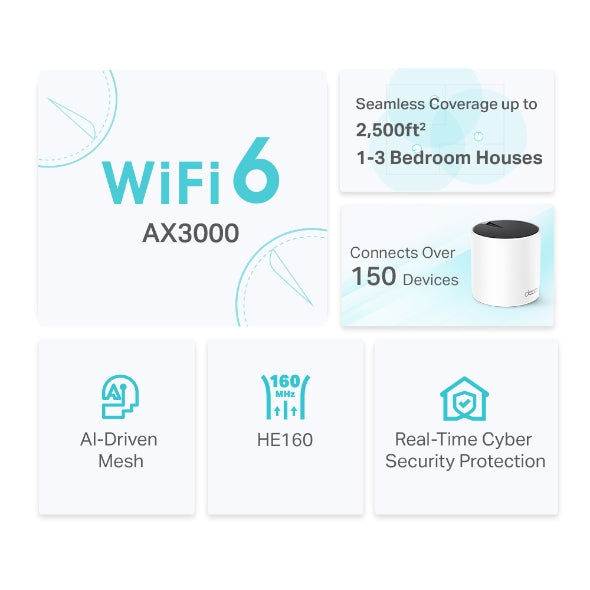 TP-Link - DECO X55(1-PACK) - AX3000 WHOLE HOME MESH WI-FI ACCS 6UNIT  (1-PACK)