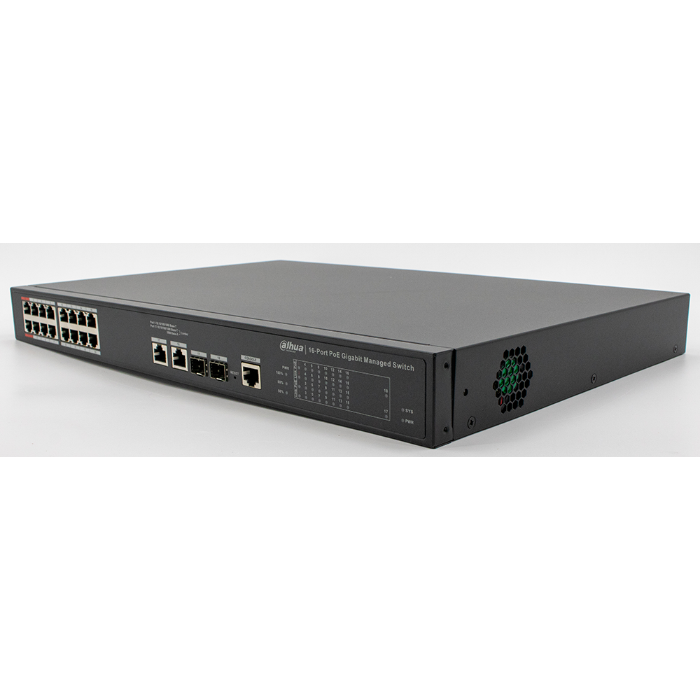 Dahua - DH-PFS4218-16ET2GF-240 - 16-Port PoE Desktop Managed Fast Ethernet Switch ( IEEE802.3bt 90W PoE)