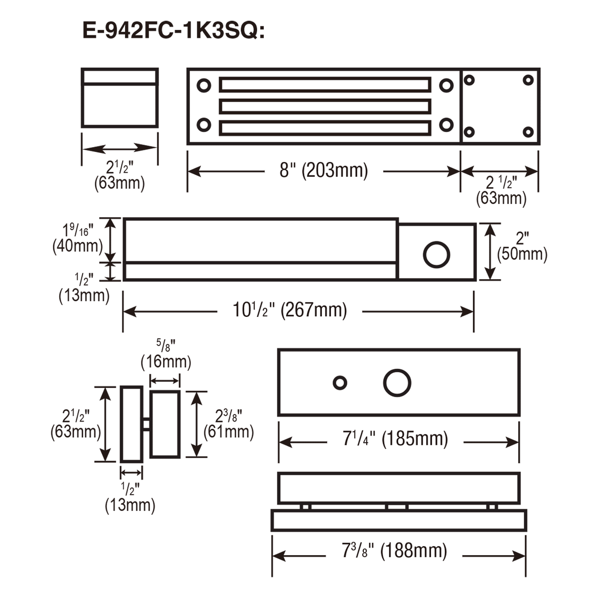 SECO-LARM - E-942FC-1K3SQ - 1,200-lb Electromagnetic Gate Lock, Face Mount, Weldable