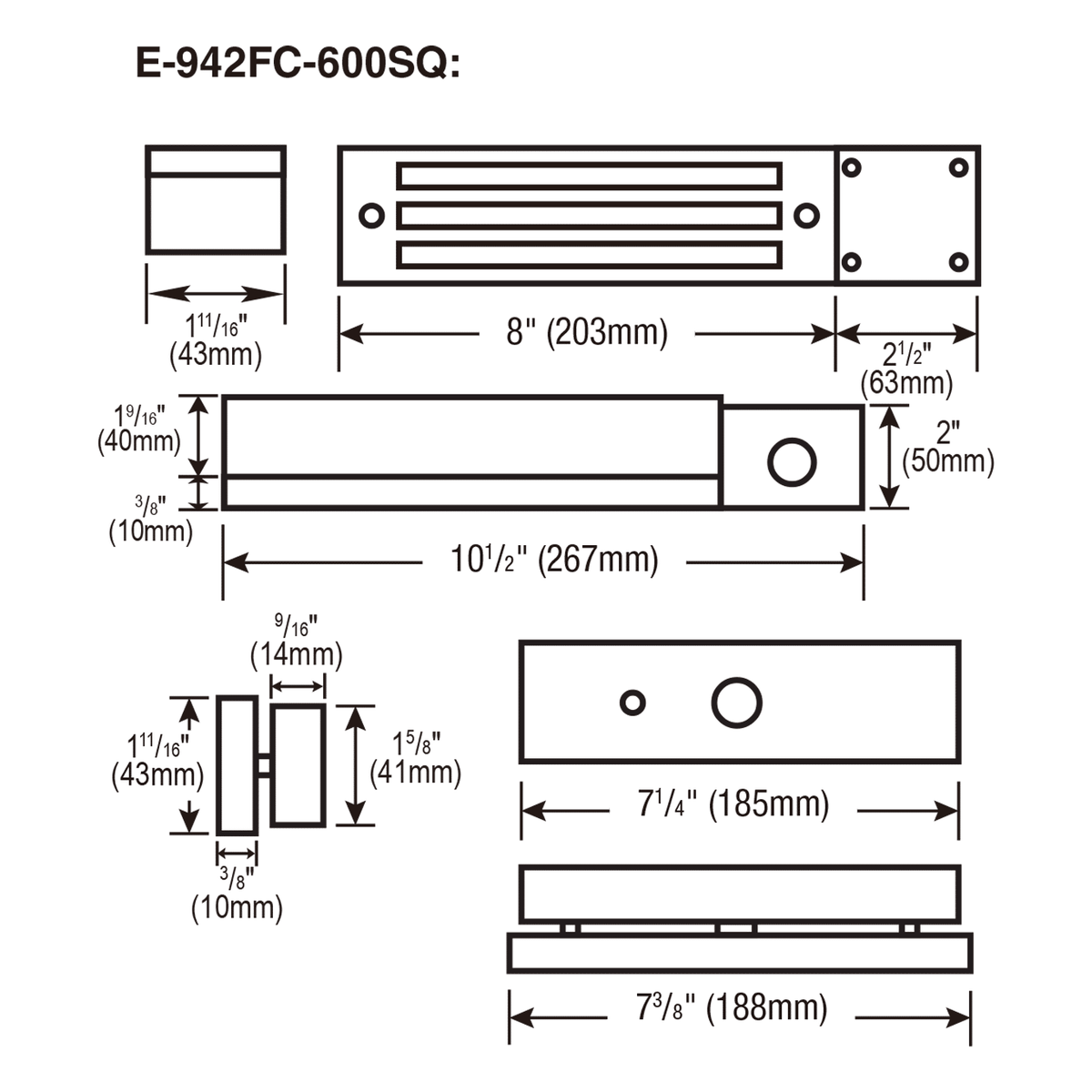 SECO-LARM - E-942FC-600SQ - 600-lb Electromagnetic Gate Lock, Face Mount, Weldable