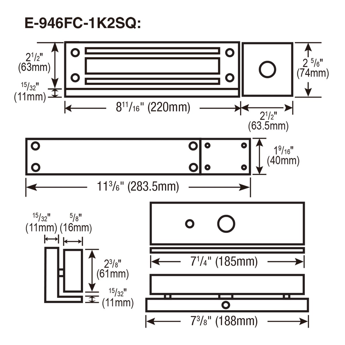SECO-LARM - E-946FC-1K2SQ - 1,200-lb Electromagnetic Gate Lock, Side (Surface) Mount, Weldable