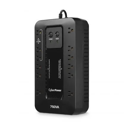 CYBERPOWER - EC750G - 750VA/450W, Simulated Sine Wave, NEMA 5-15P, 5 ft cord, 12 NEMA 5-15R, USB, PowerPanel Personal Edition software, 3 year warranty