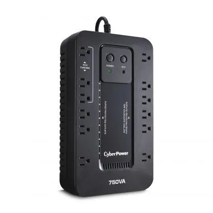 CYBERPOWER - EC750G - 750VA/450W, Simulated Sine Wave, NEMA 5-15P, 5 ft cord, 12 NEMA 5-15R, USB, PowerPanel Personal Edition software, 3 year warranty
