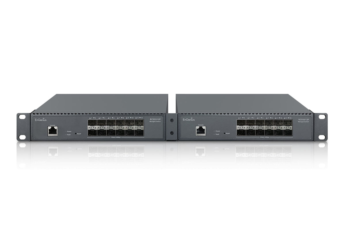 EnGenius - ECS5512F - 12-Port Cloud Managed 10 Gigabit SFP+ Half-Rack Aggregate Switch