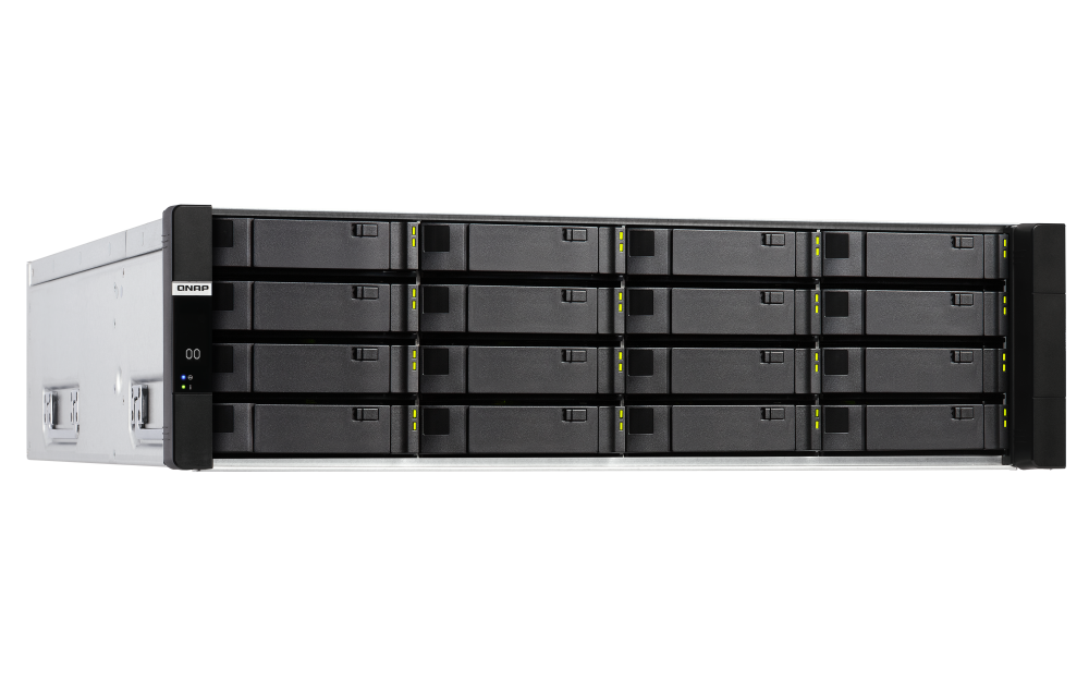 QNAP - ES1686dc-2142IT-128G-US - QNAP 16-Bay Active-Active Dual Controller ZFS NAS and iSCSI/ IP-SAN. 3U, SAS 12G (compatible with SAS 6G), 3 x Gigabit LAN, 4x10GbE(SFP+), 40GbE-ready