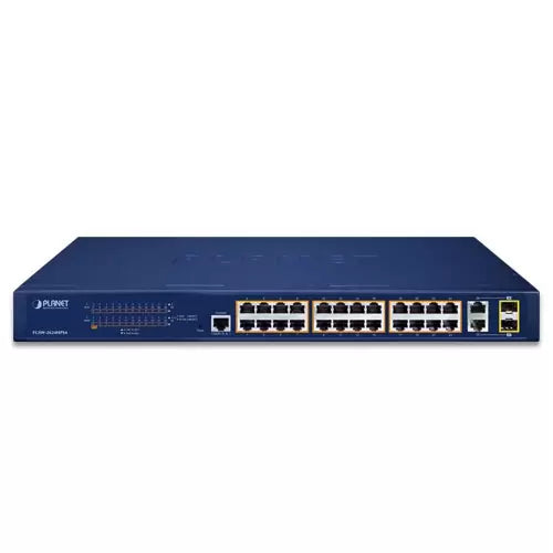 Planet - FGSW-2624HPS4 - 24-Port 10/100TX 802.3at PoE + 2-Port Gigabit TP/SFP Combo Managed Ethernet Switch