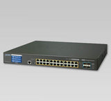 Planet - GS-5220-24P4XV - L2+ 24-Port 10/100/1000T 802.3at PoE + 4-Port 10G SFP+ Managed Switch with LCD Touch Screen (400W)