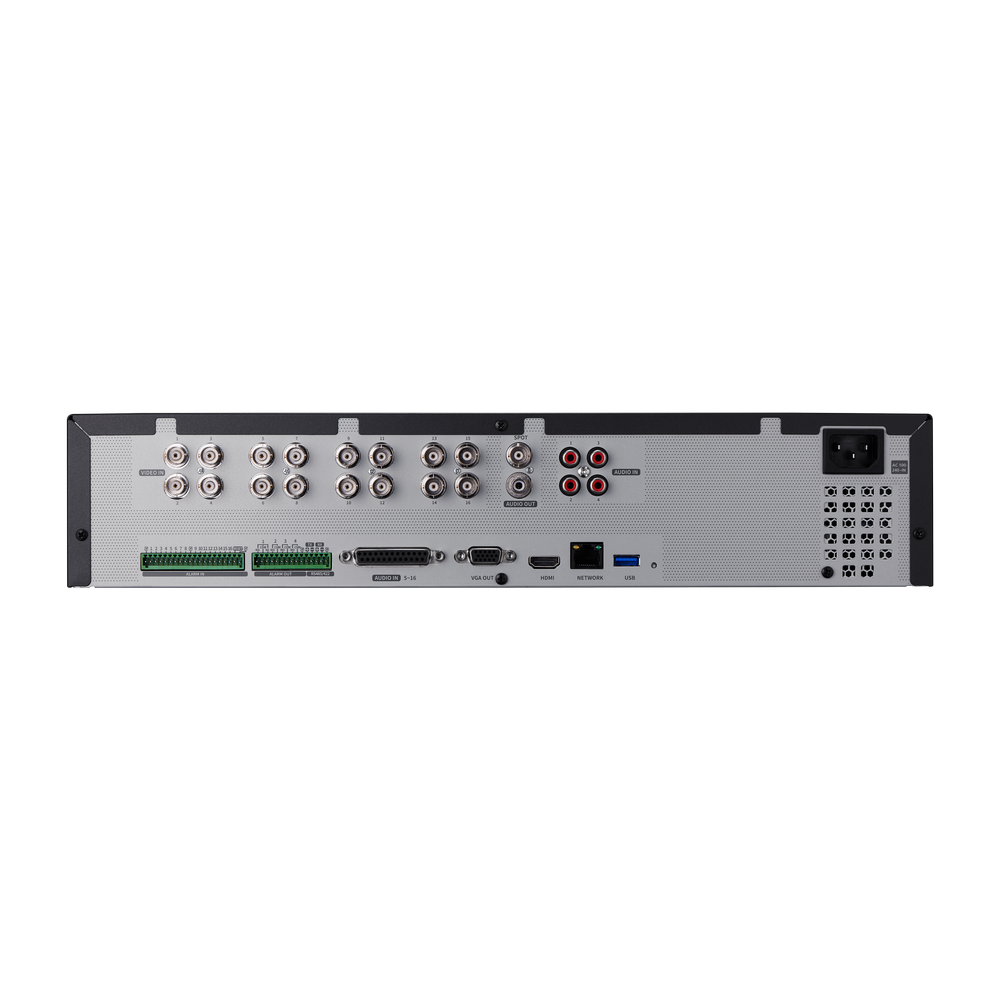 Hanwha - HRX-1635-12TB - 5-in-1 16CH Pentabrid DVR- 12TB Raw Storage, AHD, HDTVI, HDCVI (up to 8MP), Total 18CH(Analog Maximum 16CH and 2 Network Maximum 18CH), Analog Camera up 8MP(15/12fps), 5MP(20/12fps), 4MP(30/25fps), 2MP(30/25fps),1MP(30/25fps)