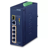 Planet - IGS-614HPT - Industrial 4-Port 10/100/1000T 802.3at PoE + 1-Port 10/100/1000T + 1-Port 100/1000X SFP Gigabit Ethernet Switch