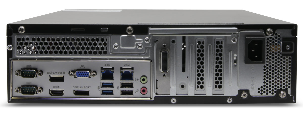 EXACQ - 1608-04T-1QL - Hybrid Desktop Q-Series exacqVision NVR with 8 IP Professional licenses (32 max) and 16 analog channels, 4TB Internal storage. Linux Ubuntu 22.04 LTS OS on SSD, 8GB RAM, Dual 2.5GbE on-board, 4 x USB, 1 x HDMI, 2 x DP, 1 x VGA.