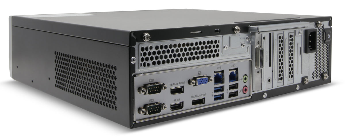 EXACQ - IP08-12T-1QL - IP Desktop Q-Series exacqVision NVR with 8 IP Professional licenses (32 max), 12TB Internal storage. Linux Ubuntu 22.04 LTS OS on SSD, 8GB RAM, Dual 2.5GbE on-board, 4 x USB, 1 x HDMI, 2 x DP, 1 x VGA. Includes mouse and keyboa