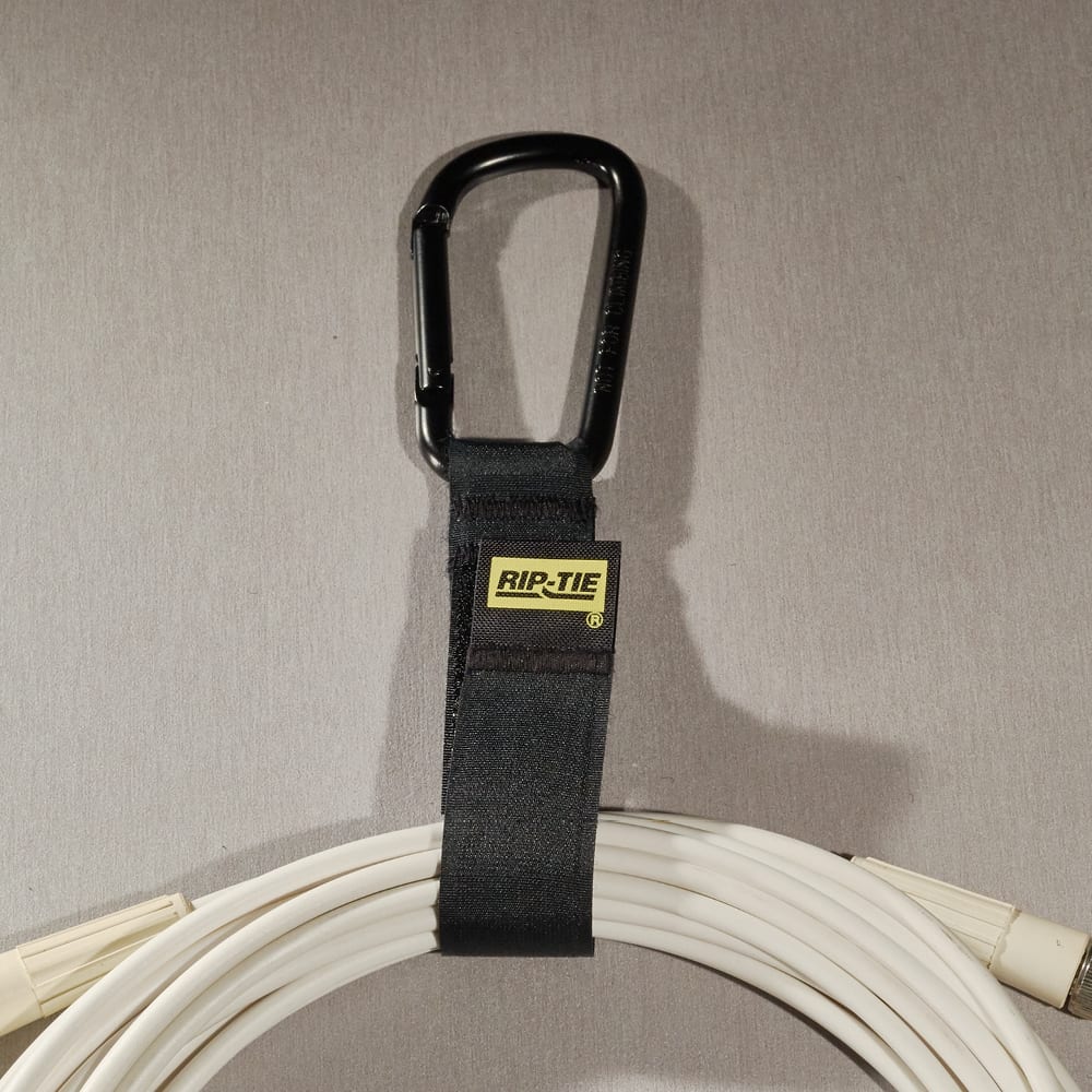 Rip-Tie - J-B6-C - One Inch Wide CableCarrier with Black Carabiner, 1″ x 6″