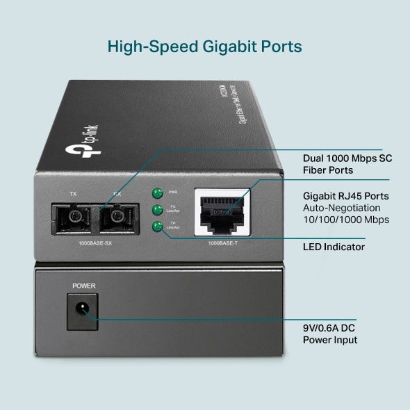 TP-Link - MC200CM - MC200CM 2PORT 10/100/1000 RJ45/PERP SC UP TO 550M MODULE SWITCHING AC