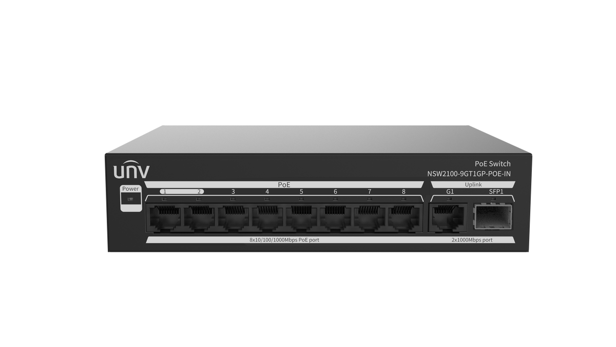 UNV - NSW2100-9GT1GP-POE-IN - Giga 8 Port Lite Cloud Managed PoE Switch