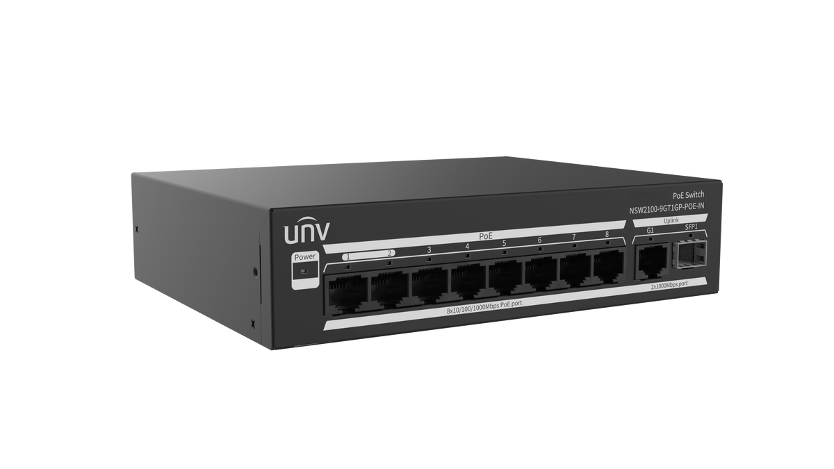UNV - NSW2100-9GT1GP-POE-IN - Giga 8 Port Lite Cloud Managed PoE Switch