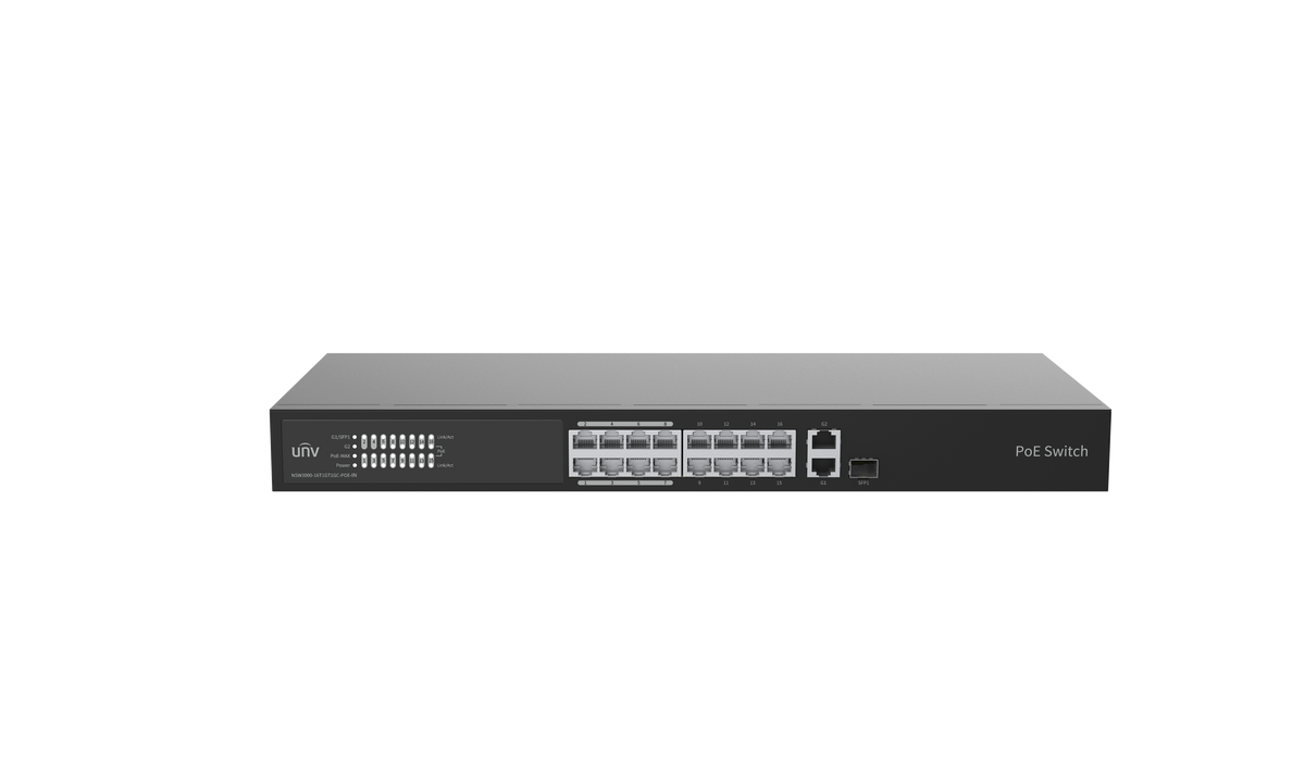 UNV - NSW3000-16T1GT1GC-POE-IN - UNV Ethernet 16 Port 250W Cloud Managed Ethernet PoE Switch