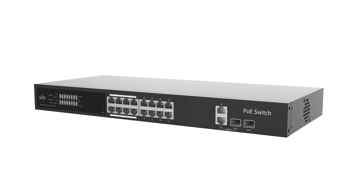 UNV - NSW3000-17GT1GP1GC-POE-IN - UNV Giga 16 Port 250W Cloud Managed Ethernet PoE Switch