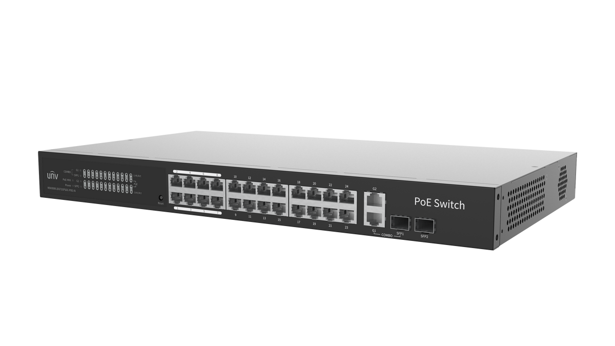 UNV - NSW3000-25GT1GP1GC-POE-IN - UNV Giga 24 Port 370W Cloud Managed Ethernet PoE Switch