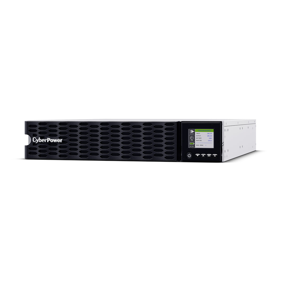 CYBERPOWER - OL5KRTHD - 5KVA/5KW, High Density, Online Double-Conversion, PF=1, 2U rack/tower, 200-240V Input Hardwire w/Power Cord Option, 200-240V Output, 2 NEMA L6-20R, 2 NEMA L6-30R, Color Matrix LCD, USB, Serial, EPO, RMCARD205 pre-installed, 3 