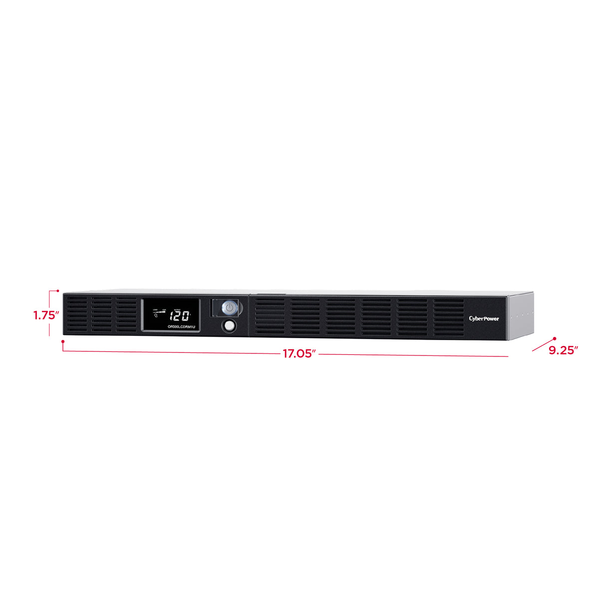 CYBERPOWER - OR500LCDRM1U - 500VA/300W 1U Rackmount UPS, 6 NEMA 5-15R Outlets, NEMA 5-15P Plug, 10 Ft. Cord, LCD, AVR, USB, Relay, SNMP, PowerPanel Business Software, 3 Year Warranty