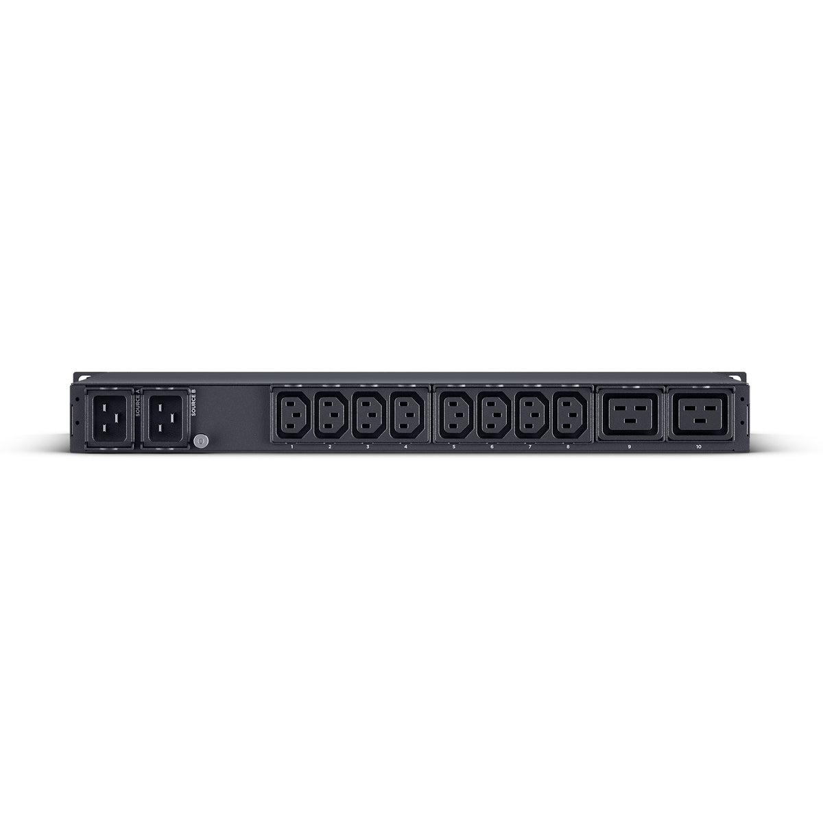 Cyber Power - PDU24006 - Metered ATS PDU, 20A (Derated to 16A), 200-240V, 2 x NEMA L6-20P Plug w/10 Ft Cords, 10 Outlets (8 x C13 + 2 x C19), 1U Rackmount, 3 Year Warranty