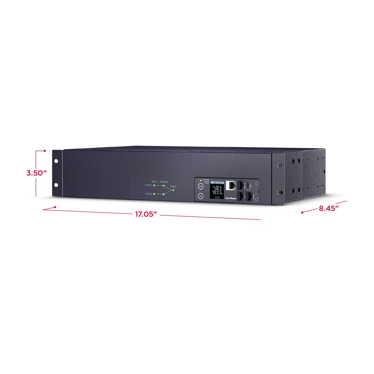 Cyber Power - PDU44003 - Switched ATS PDU, 30A (Derated to 24A), 100-120V, 2 x NEMA L5-30P Plug w/10 Ft Cord, 17 Outlets (16 x 5-20R + 1 x L5-30R), 2U Rackmount, 3 Year Warranty