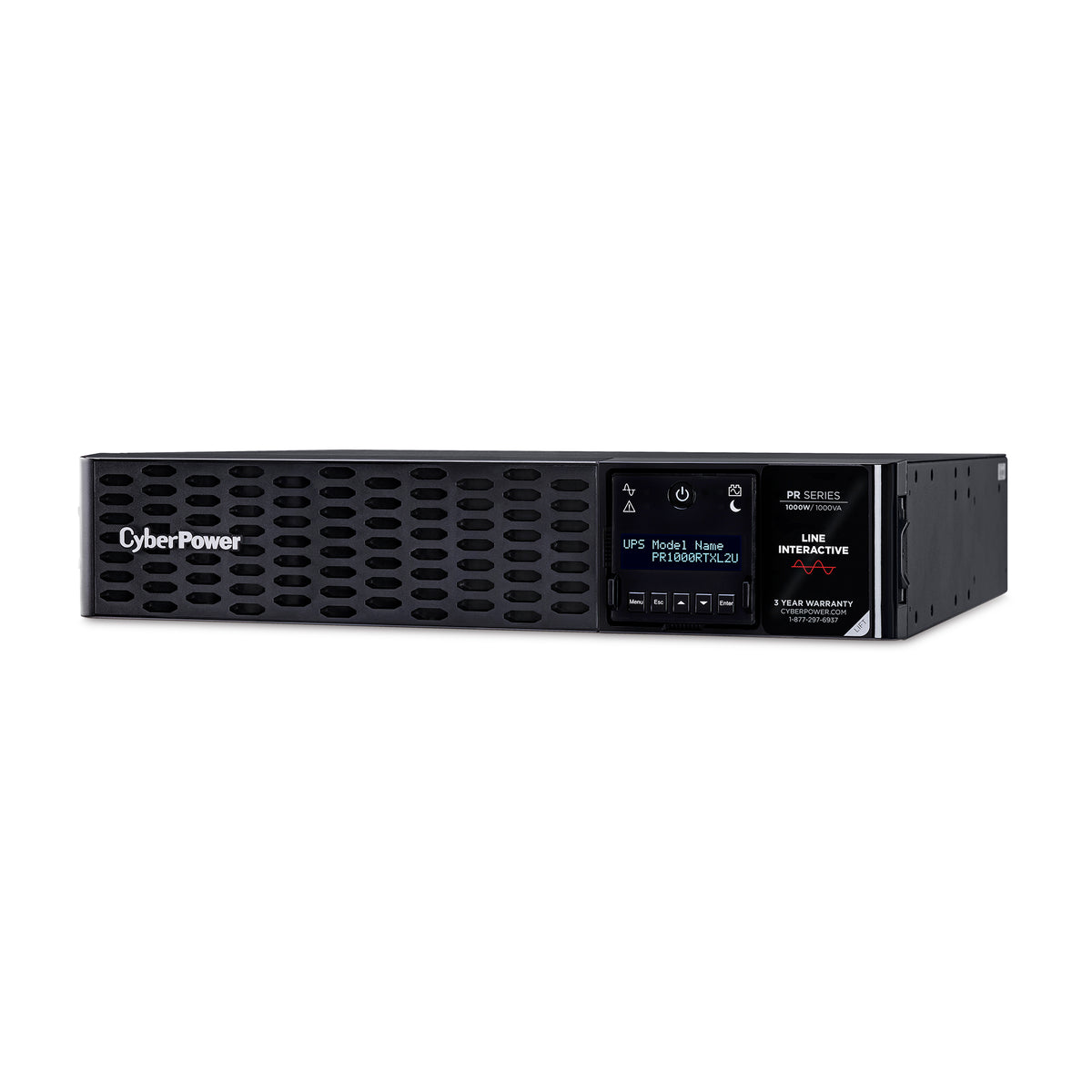 Cyber Power - PR1000RTXL2U - UPS SYSTEMS New Smart App 1000VA/1000W, Sine Wave, 2U, NEMA 5-15P, 10 Ft Cord