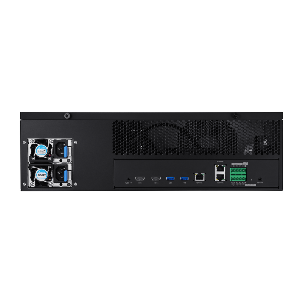 Hanwha - PRN-3200B4-88TB - 8K NVR (Intel based), 88TB RAW, 32 channels, H.265, H.264, MJPEG, 16 fixed internal SATA HDDs (10TB max per HDD), RAID 5 & 6, ARB (Automatic Recovery Backup), 400 Mbps recording / up to 32 Mbps playback, Dual stream recordi