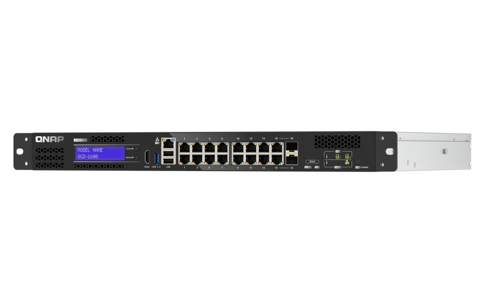 QNAP - QGD-1600-4G-US - QNAP 16-port 1GbE Switch with 2 RJ45 and SFP+ Combo port with Intel Celeron J411 Processor and 4GB DDR4 RAM