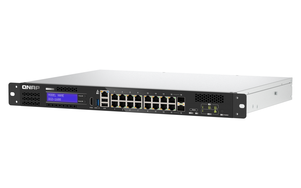 QNAP - QGD-1600-4G-US - QNAP 16-port 1GbE Switch with 2 RJ45 and SFP+ Combo port with Intel Celeron J411 Processor and 4GB DDR4 RAM