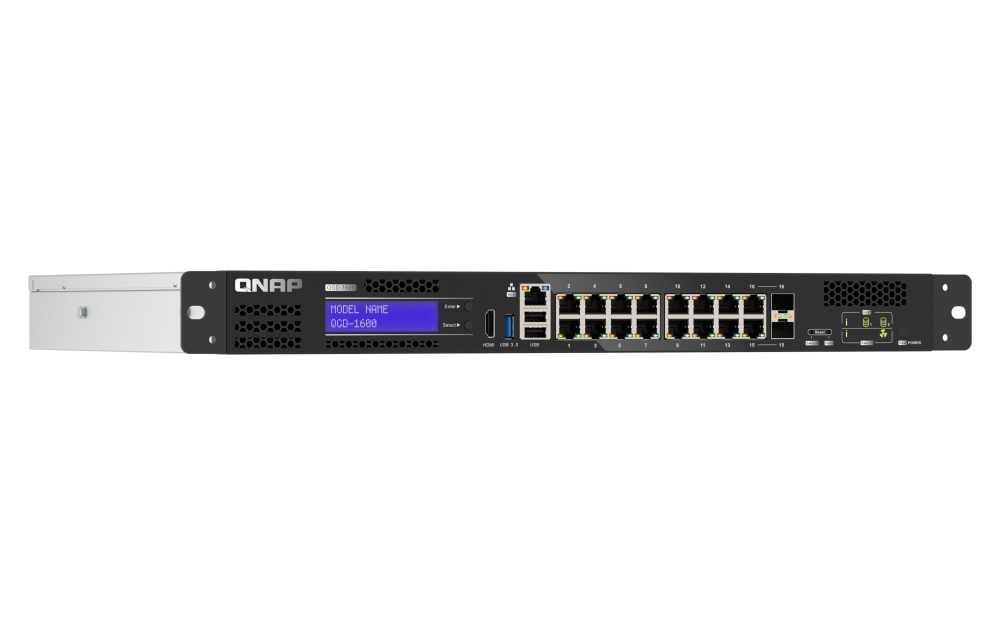 QNAP - QGD-1600-8G-US - QNAP 16-port 1GbE Switch with 2 RJ45 and SFP+ Combo Port with Intel CeleronJ411 Processor and 8GB DDR4 RAM