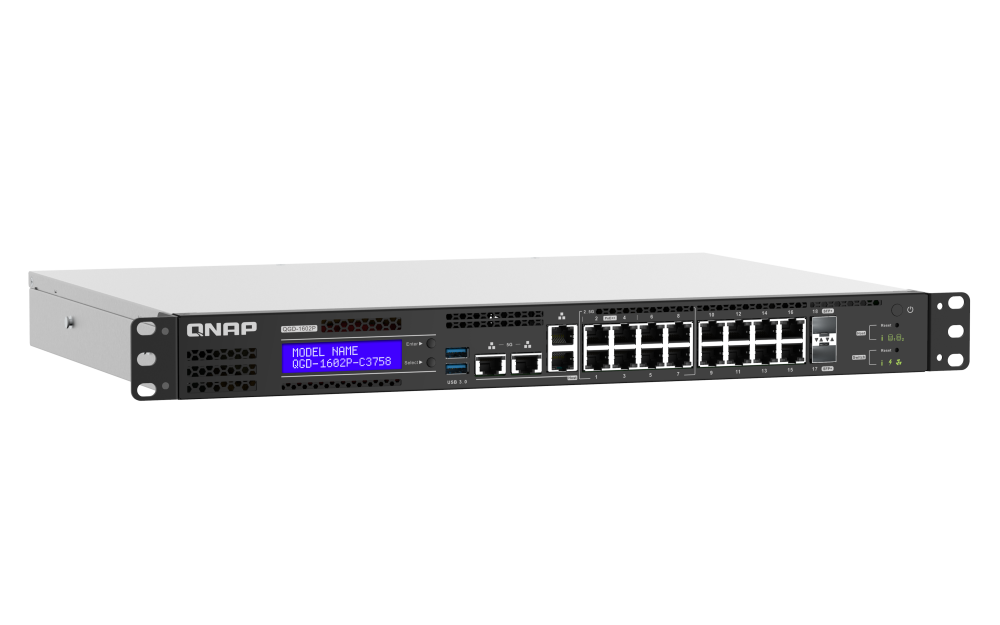 QNAP - QGD-1602P-C3558-8G-US - QGD-1602P-C3558: 8 2.5GbE PoE ports(4 port IEEE 803.3bt PoE ++ supply 90W, 4 port 803.3at PoE ++ Supply 30W)