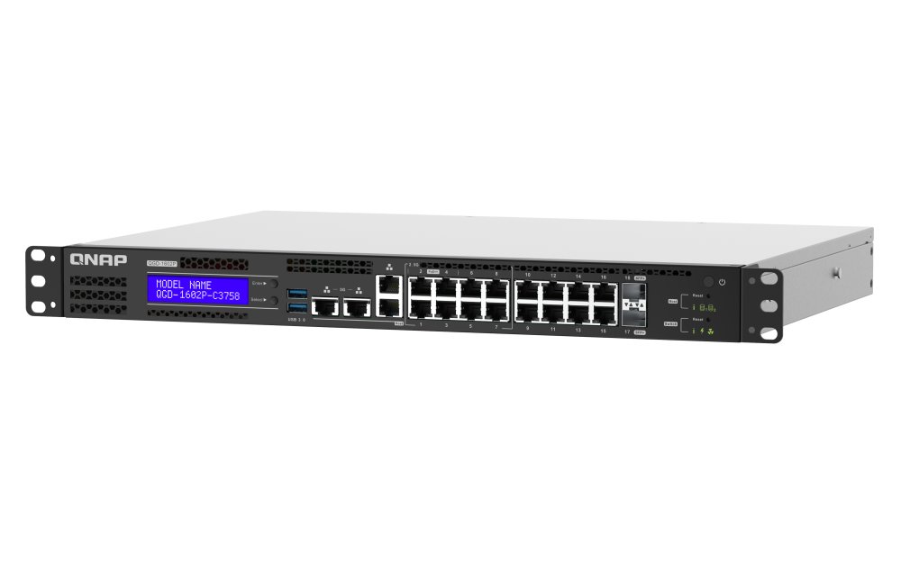 QNAP - QGD-1602P-C3758-16G-US - QGD-1602P-C3758: 8 2.5GbE PoE ports(4 port IEEE 803.3bt PoE ++ supply 90W, 4 port 803.3at PoE ++ supply 30W)