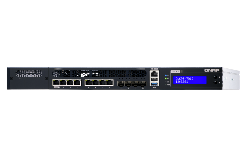 QNAP - QuCPE-7012-D2146NT-32G-US - Rackmount uCPE QuCPE-7012-D2146IT Intel Xeon D-2146IT 8C/16T 2.3 GHz, up to 3GHz, 32GB DDR4 ECC RAM, 4