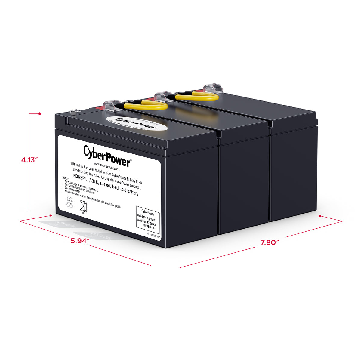 CYBERPOWER - RB1290X3B - CyberPower RB1290X3B UPS Replacement Battery, 3 x 12V/9Ah, 18-month Warranty