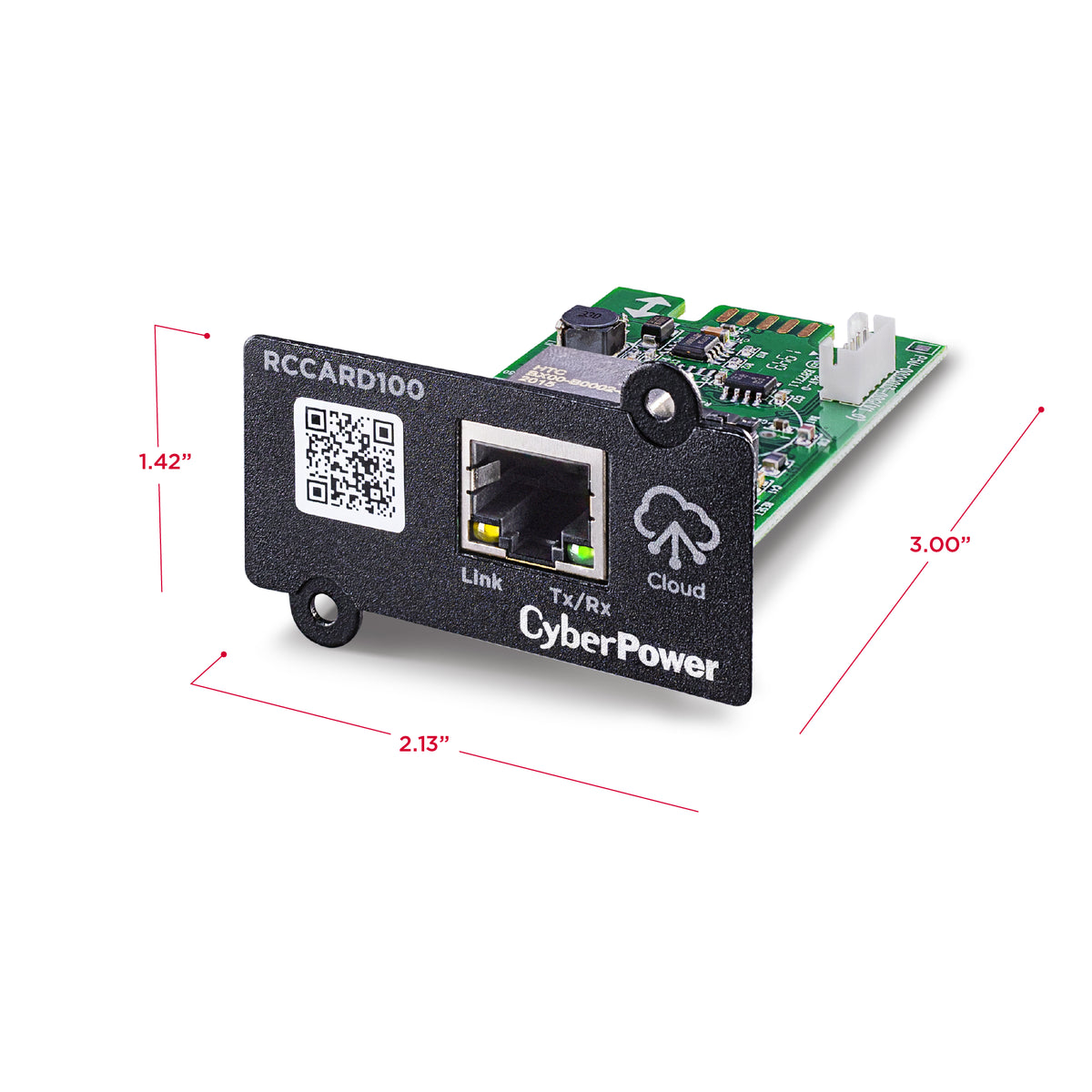 CYBERPOWER - RCCARD100 - Remotely monitor UPS with via a cloud connection with a mobile app or web-based app. Event notifications via email or application alerts and user upgradeable firmware. Connect with RJ 45 10/100 Ethernet port.