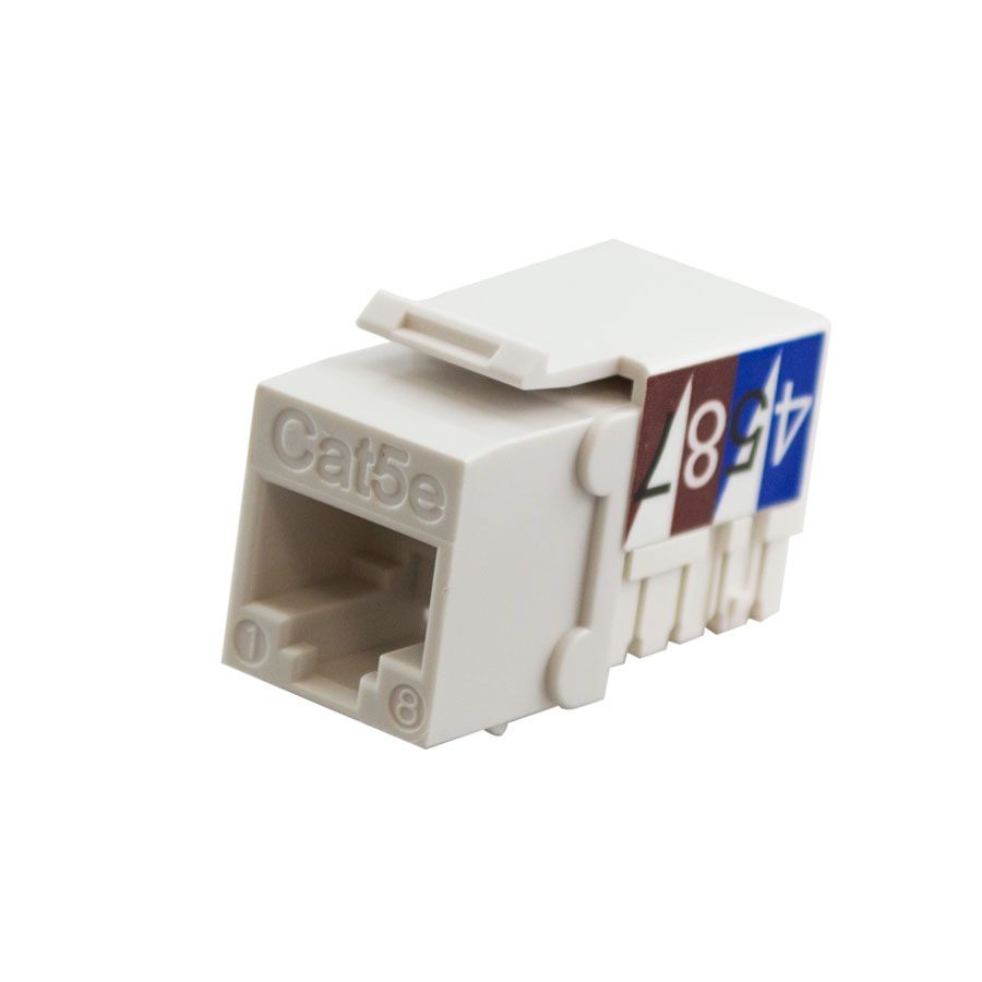 Simply 45 - S45-3590W-25 - Cat5e UTP 90° White Keystone 110 Style, Dust Cover, IDC Cap, UL Listed - 25/Pack