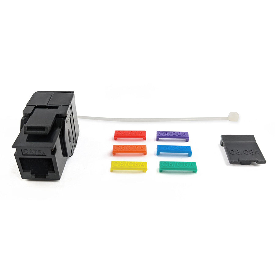 Simply 45 - S45-3600B - Cat6/6A UTP 180° Black Keystone Jack, Toolless, Connector Dust Cover