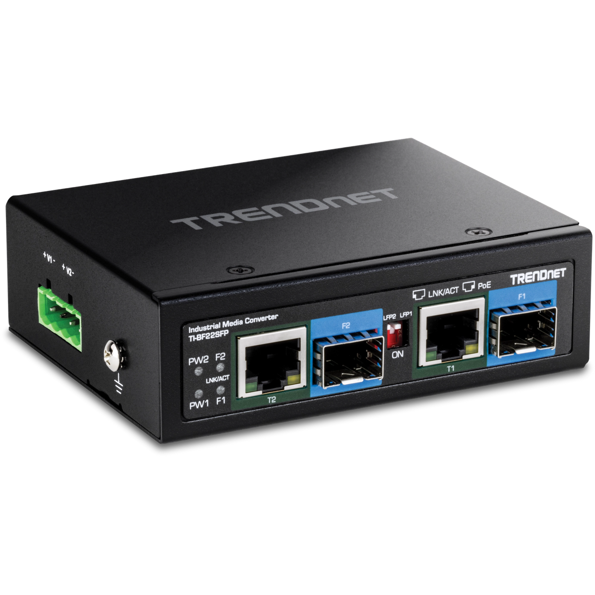 TRENDNET - TI-BF22SFP - 2-Port Industrial SFP to Gigabit PoE++ Media Converter