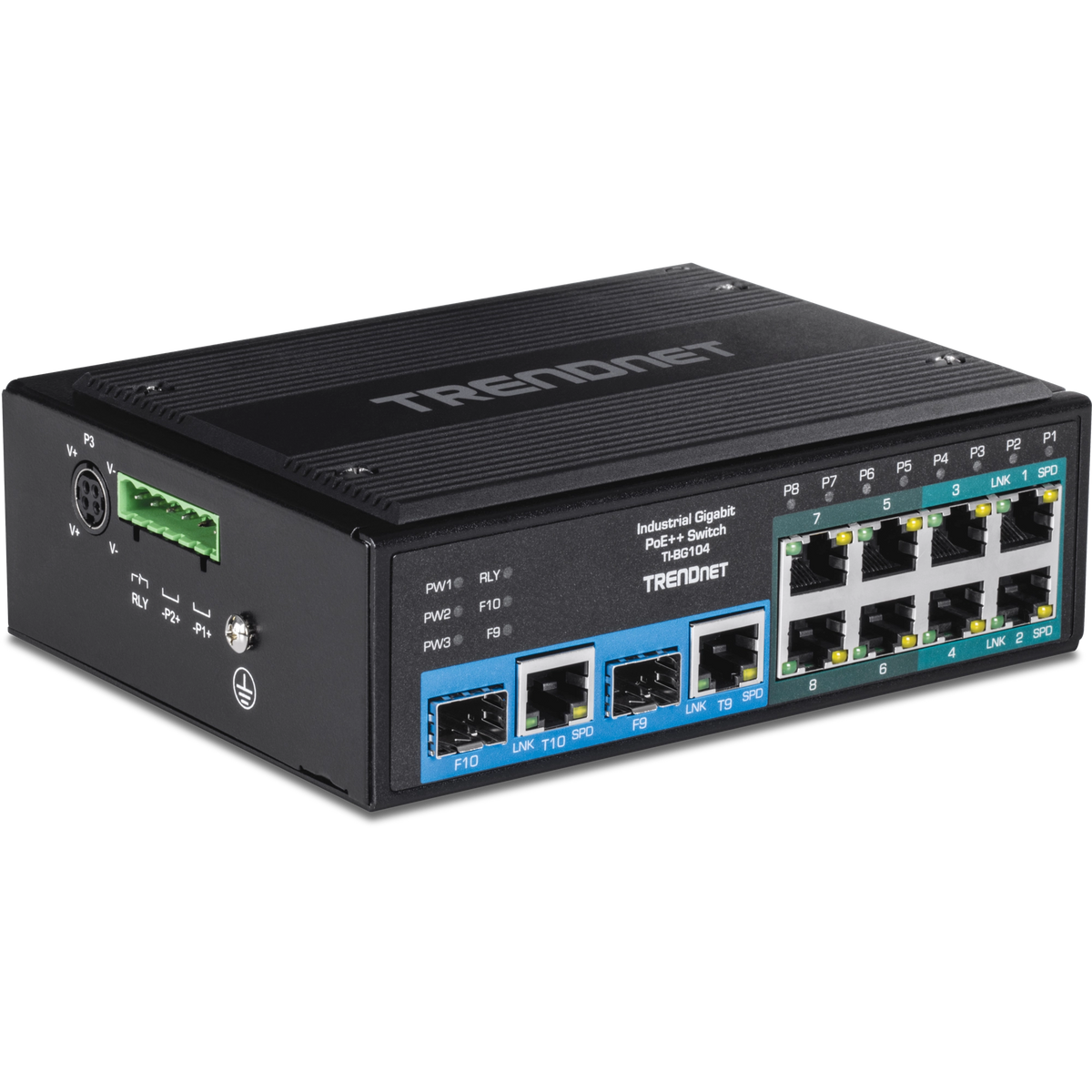 TRENDNET - TI-BG104 - 10-Port Industrial Gigabit PoE++ DIN-Rail Switch