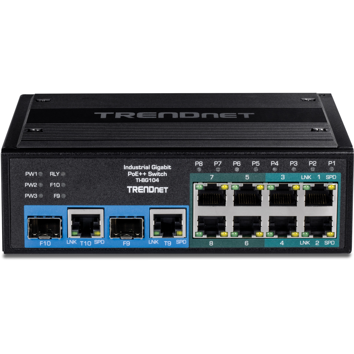 TRENDNET - TI-BG104 - 10-Port Industrial Gigabit PoE++ DIN-Rail Switch