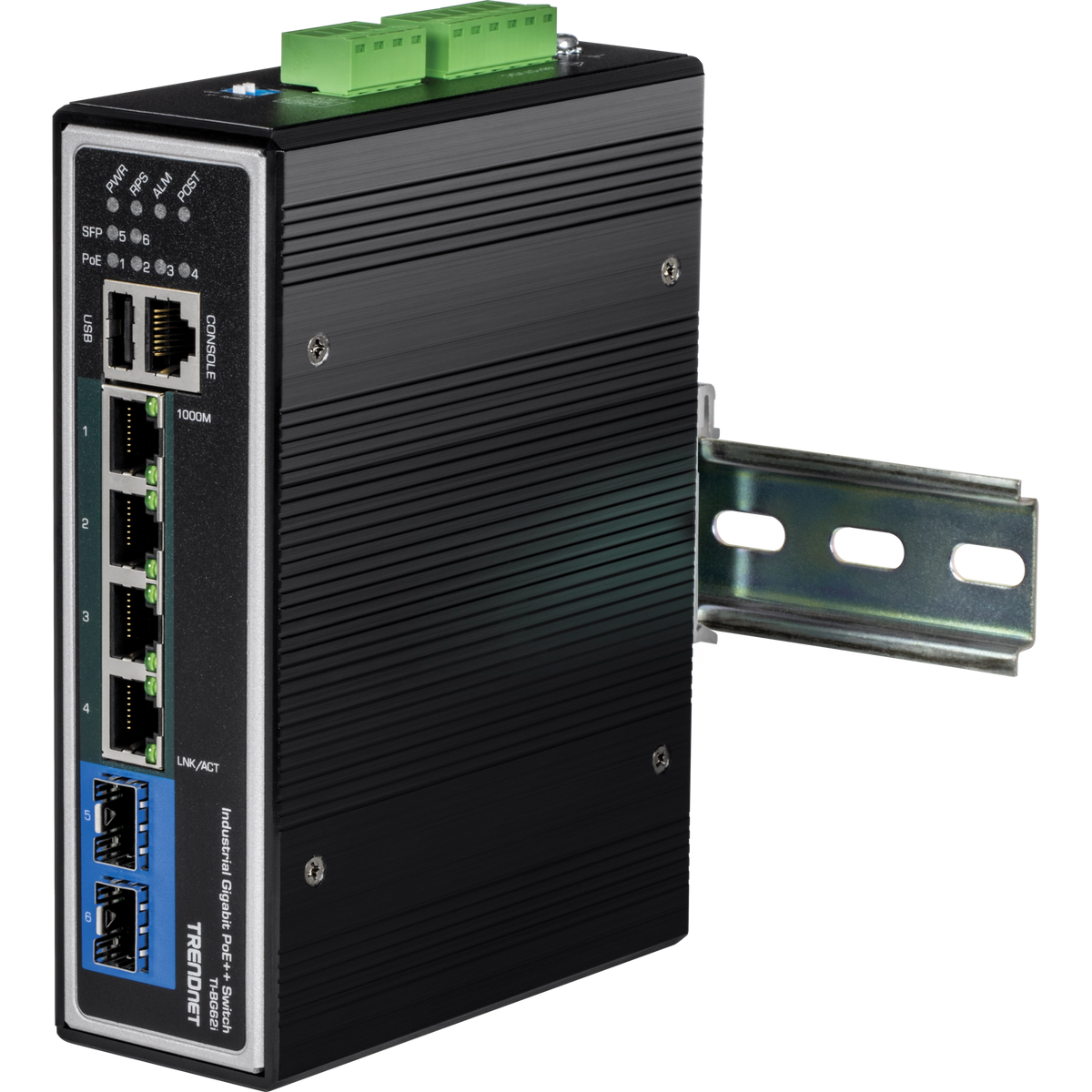 TRENDNET - TI-BG62i - 6-Port Industrial Gigabit L2+ Managed PoE++ DIN-Rail Switch