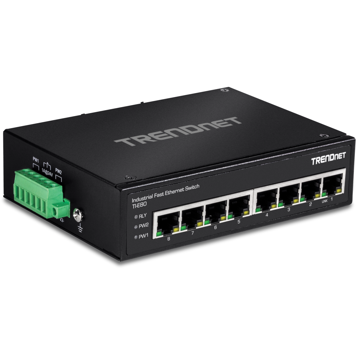TRENDNET - TI-E80 - 8-Port Industrial Fast Ethernet DIN-Rail Switch