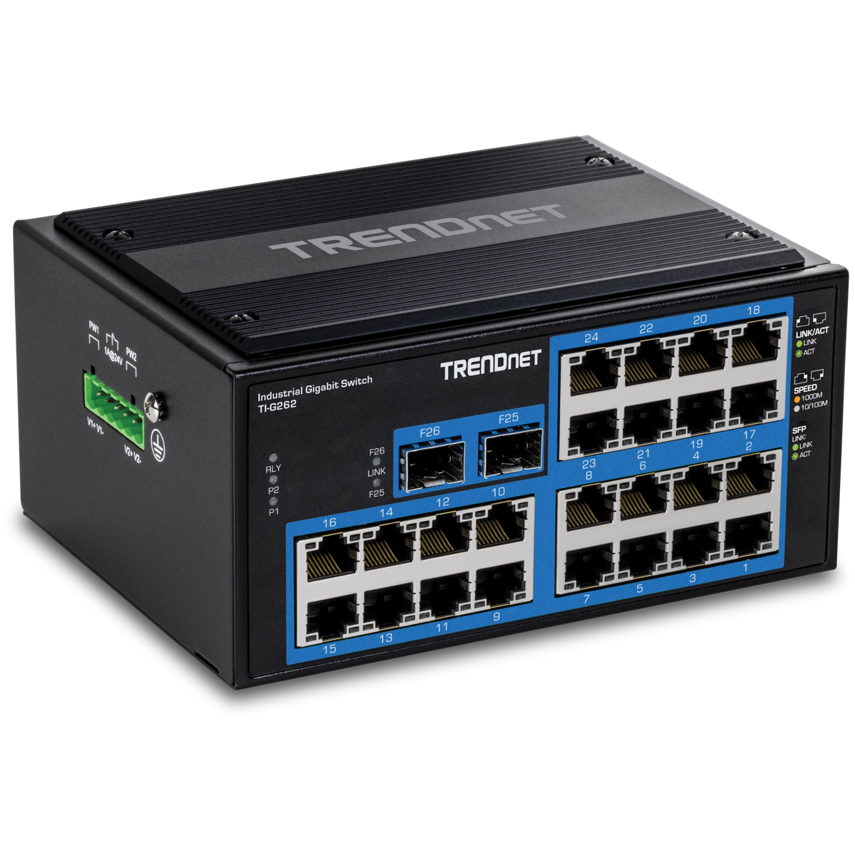 TRENDNET - TI-G262 - 26-Port Hardened Industrial Gigabit DIN-Rail Switch