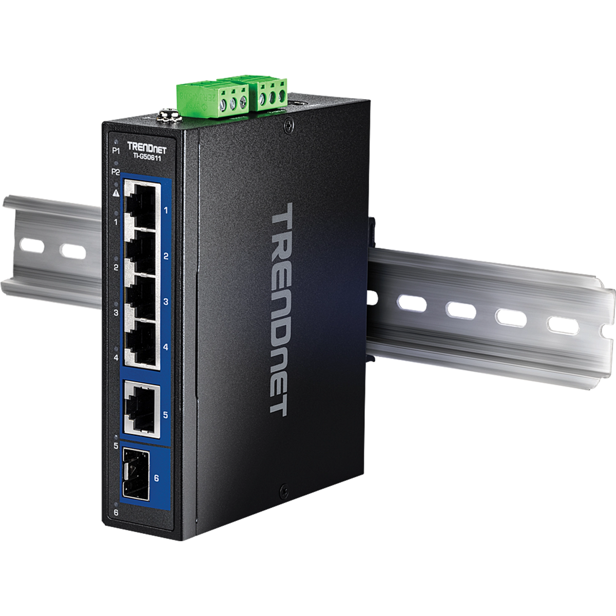 TRENDNET - TI-G50611 - 6-Port Industrial 2.5G DIN-Rail Switch with 10G Ports
