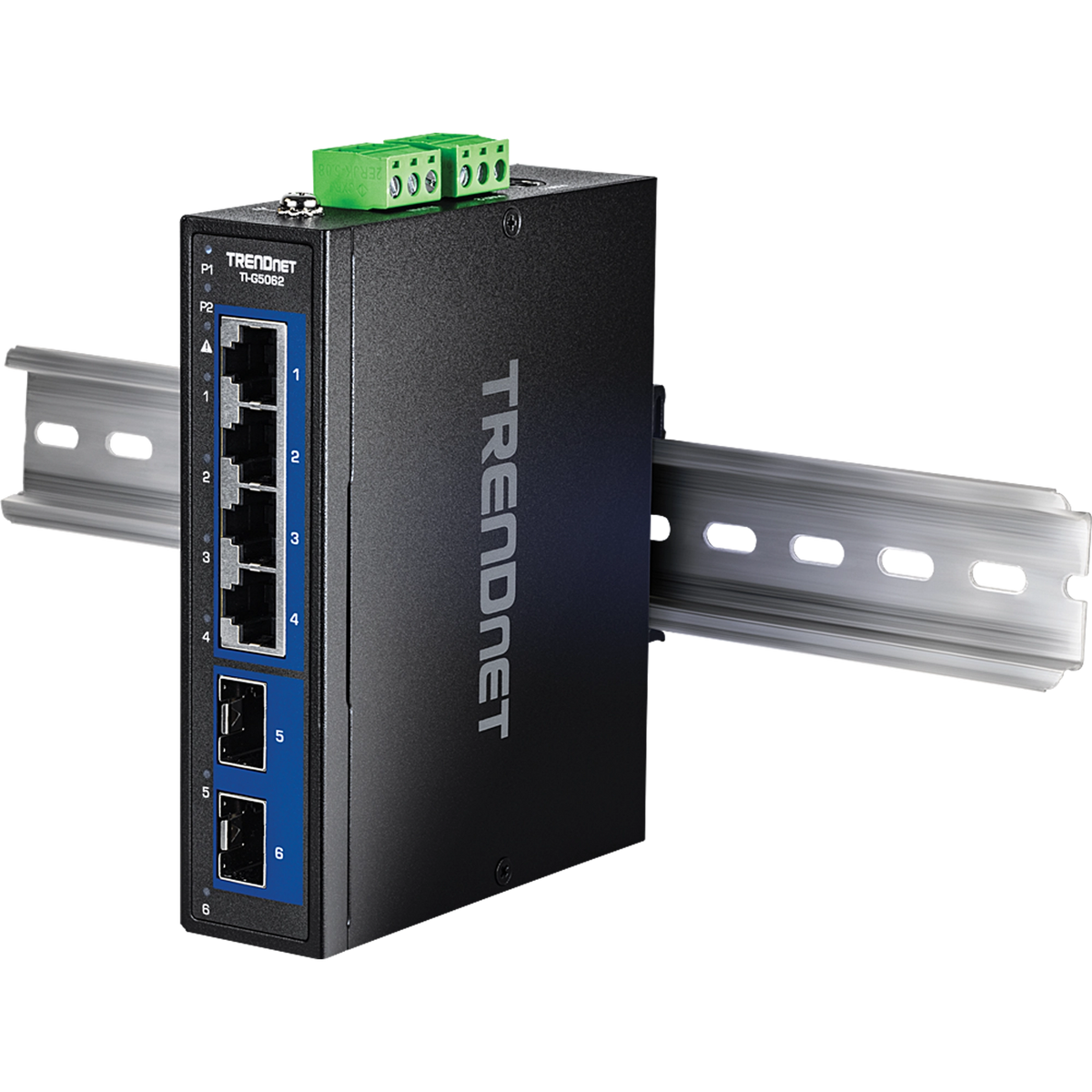 TRENDNET - TI-G5062 - 6-Port Industrial 2.5G DIN-Rail Switch with 10G SFP+ Ports