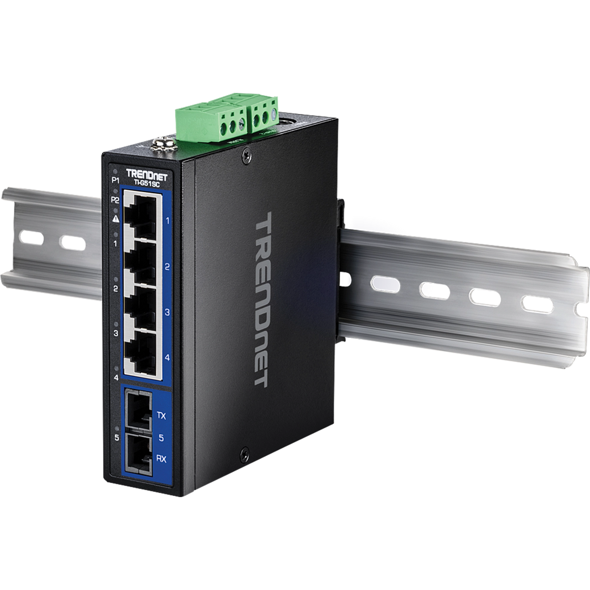 TRENDNET - TI-G51SC - 5-Port Hardened Industrial Gigabit DIN-Rail Switch with Multi-Mode SC Port