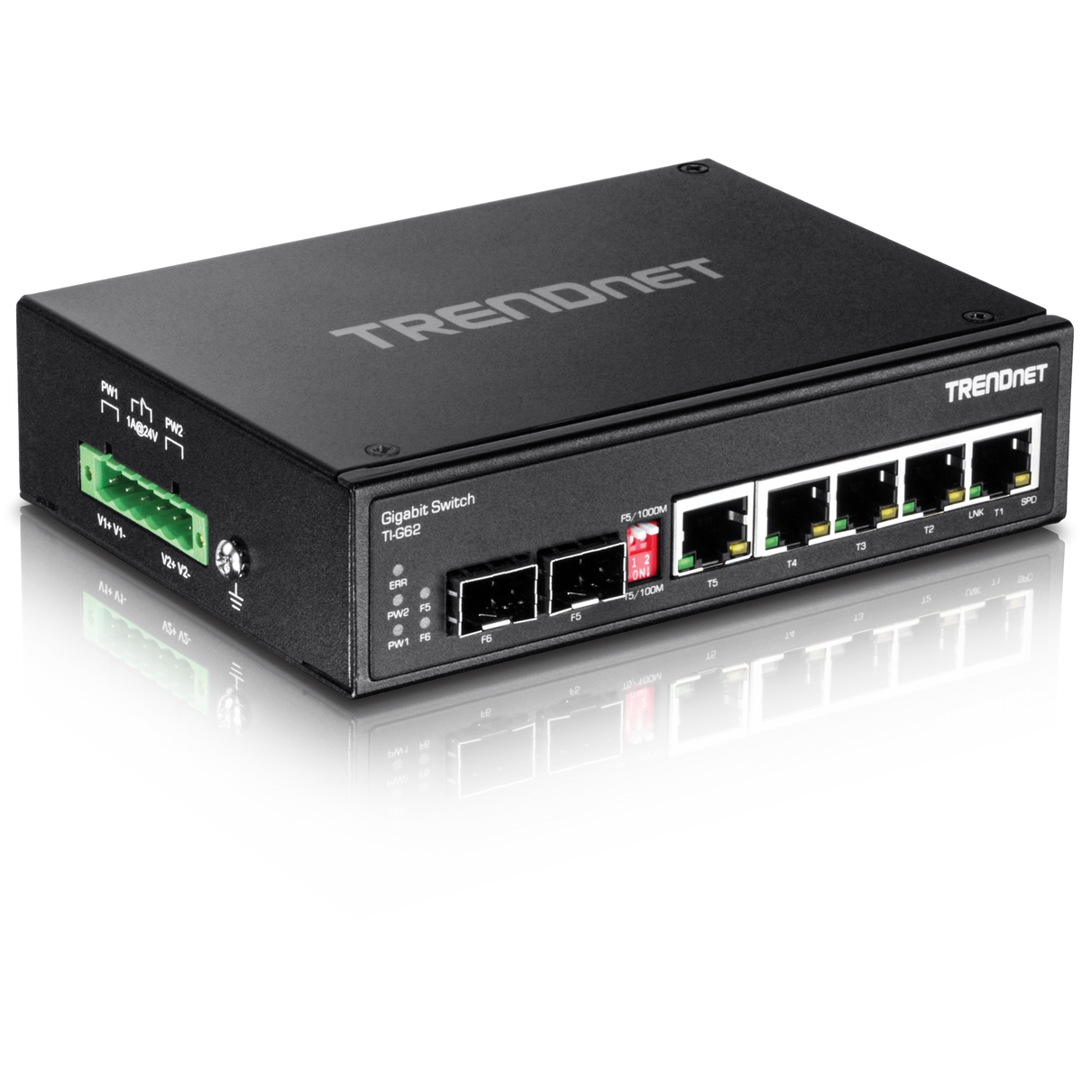 TRENDNET - TI-G62 - 6-port hardened Industrial Gigabit Switch (5 Gigabit / 1 shared SFP / 1 dedicated SFP)