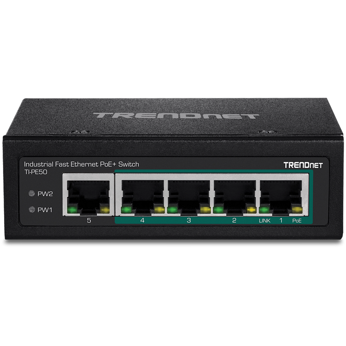 TRENDNET - TI-PE50 - 5-Port Industrial Fast Ethernet PoE+ DIN-Rail Switch